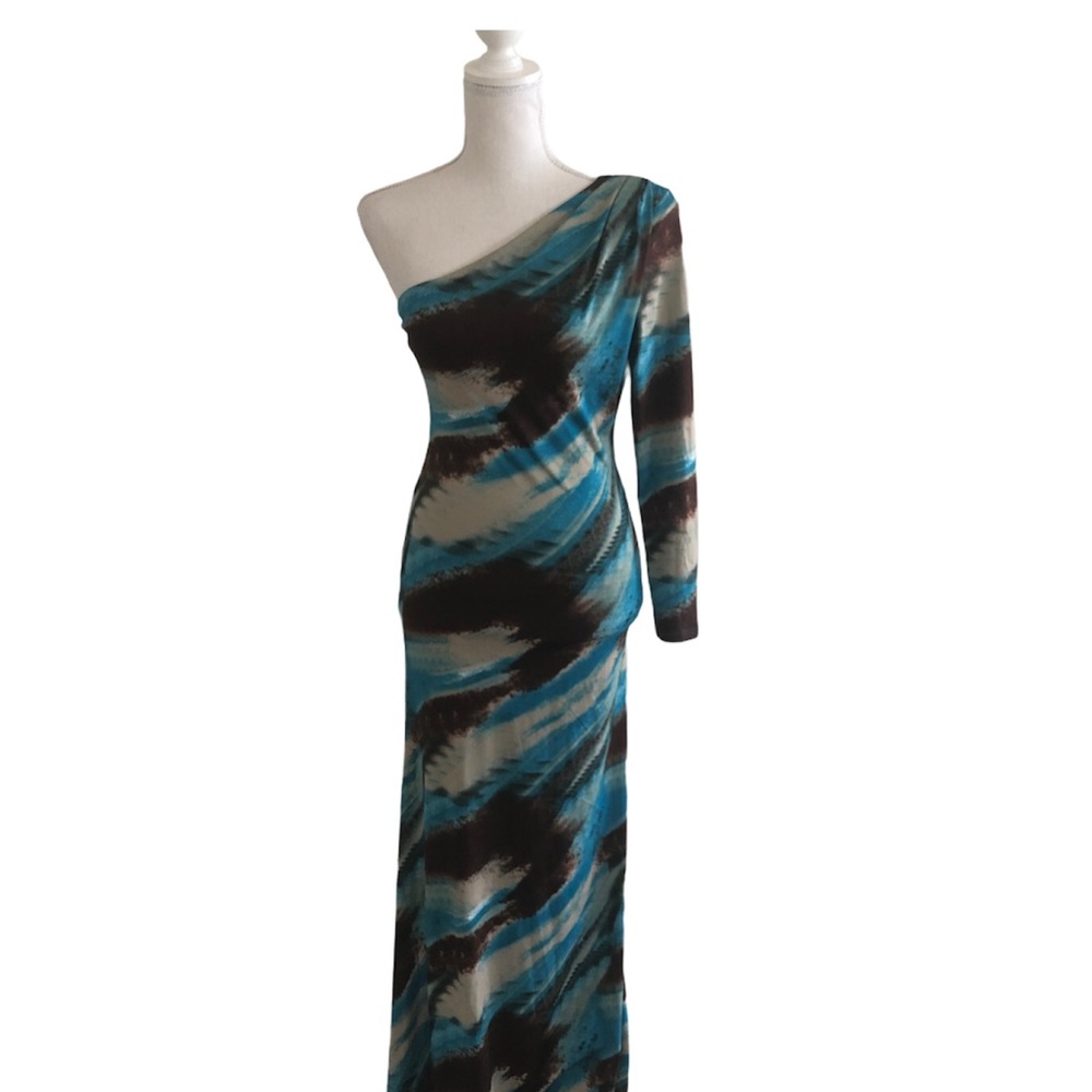 Va Va Voom One Shoulder Long Sleeve Tie Dye Dress
